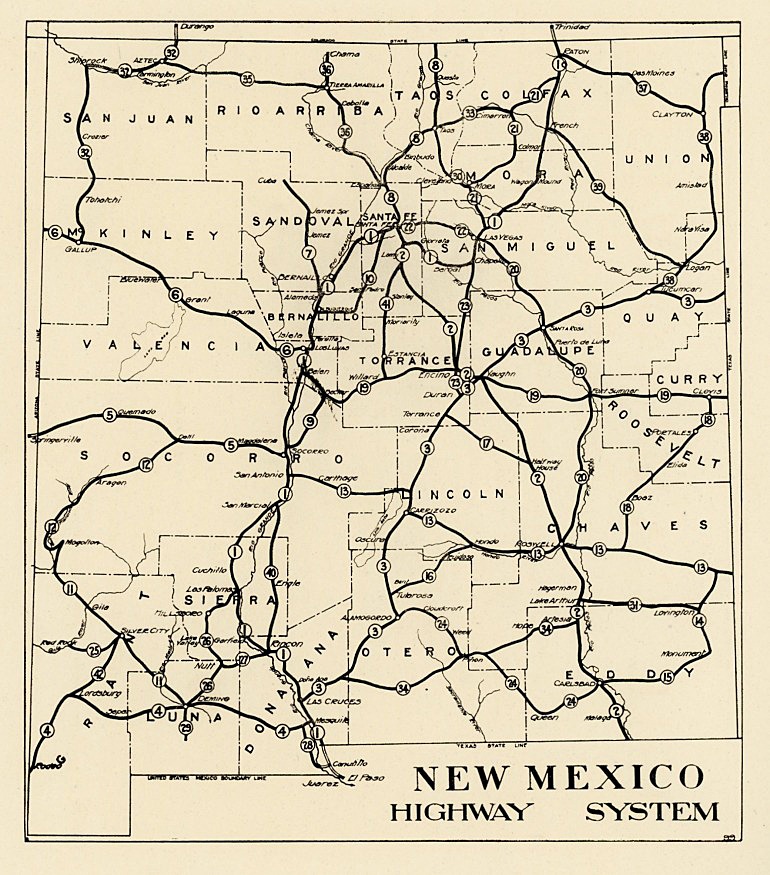 Detailed Map Of New Mexico And Colorado   NM Official SHD Road Map 1915  Bj Bj 